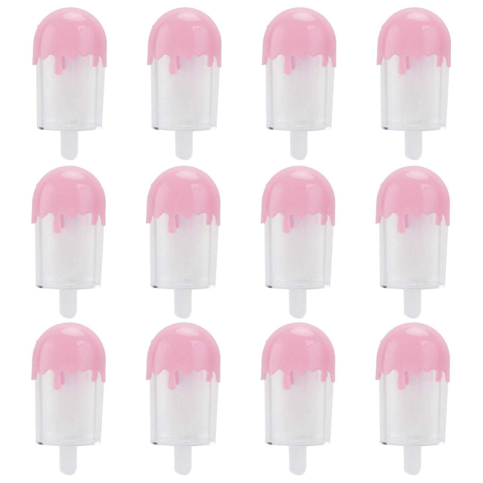 12Pcs Ice Cream Shape Candy Box Plastic Candy Case Container Wedding Party SuppliesPink