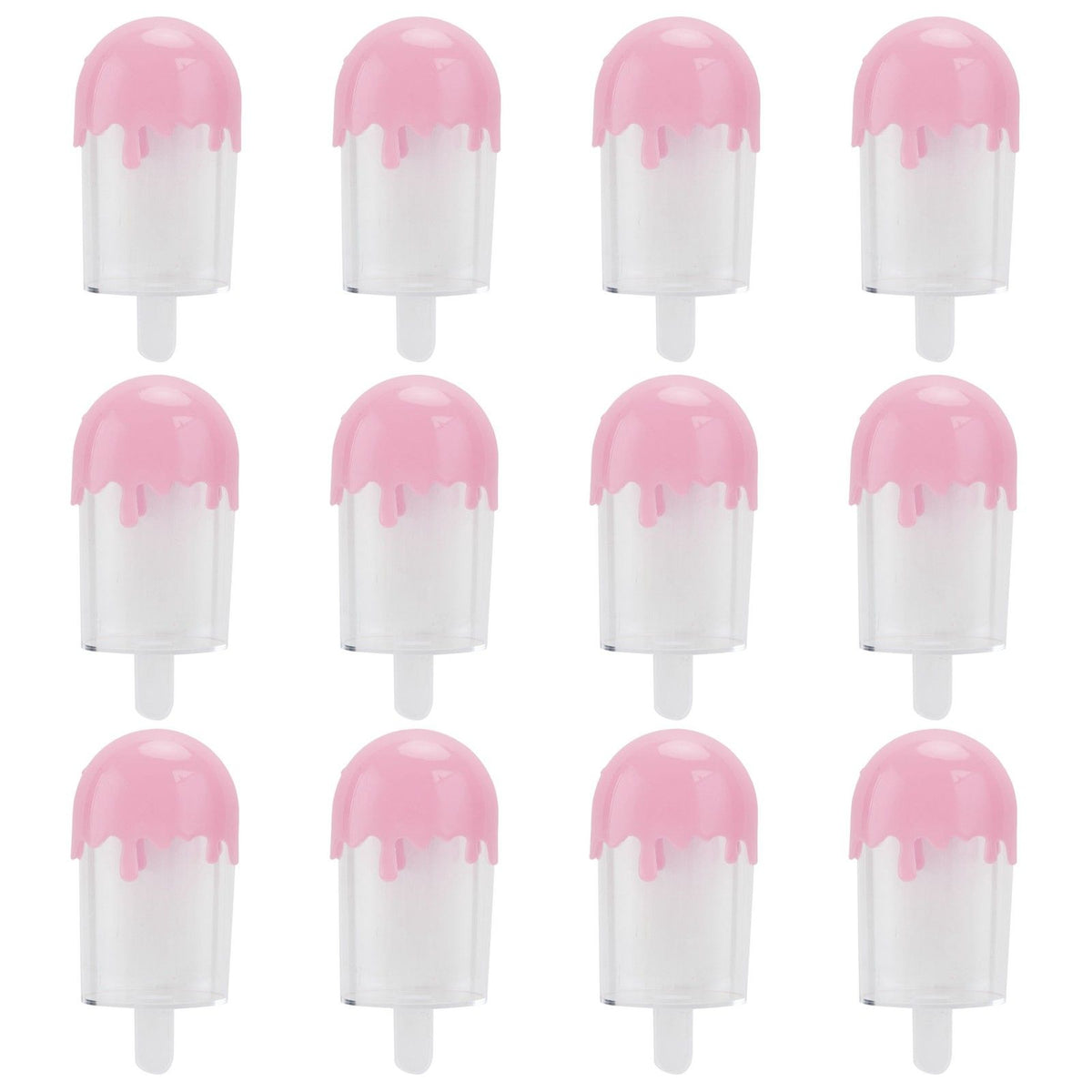 12Pcs Ice Cream Shape Candy Box Plastic Candy Case Container Wedding Party SuppliesPink