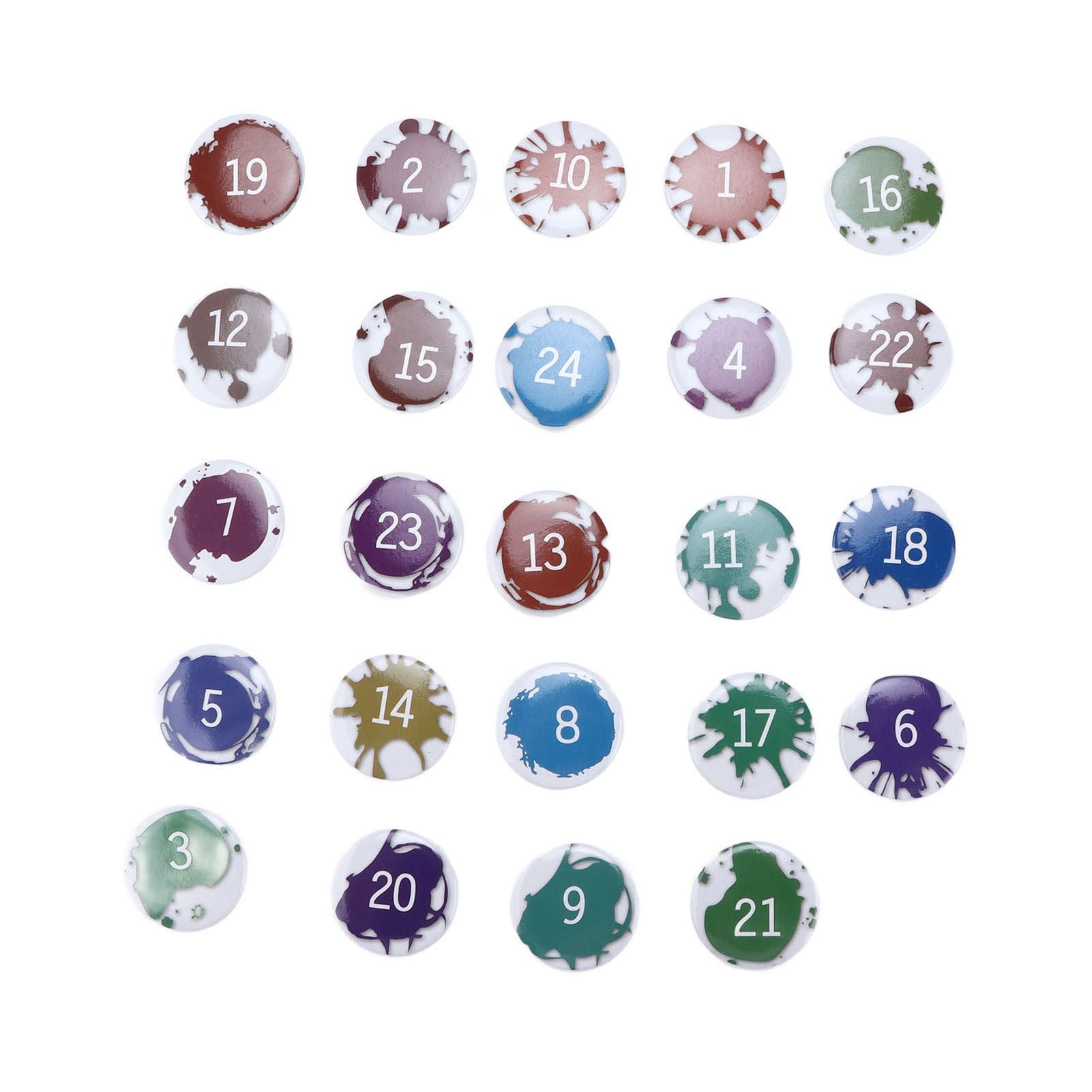 Lucky Number Button Pin Unique Pattern Button Pin Cartoon Advent Calendar Brooch24PCS Paint Graffiti