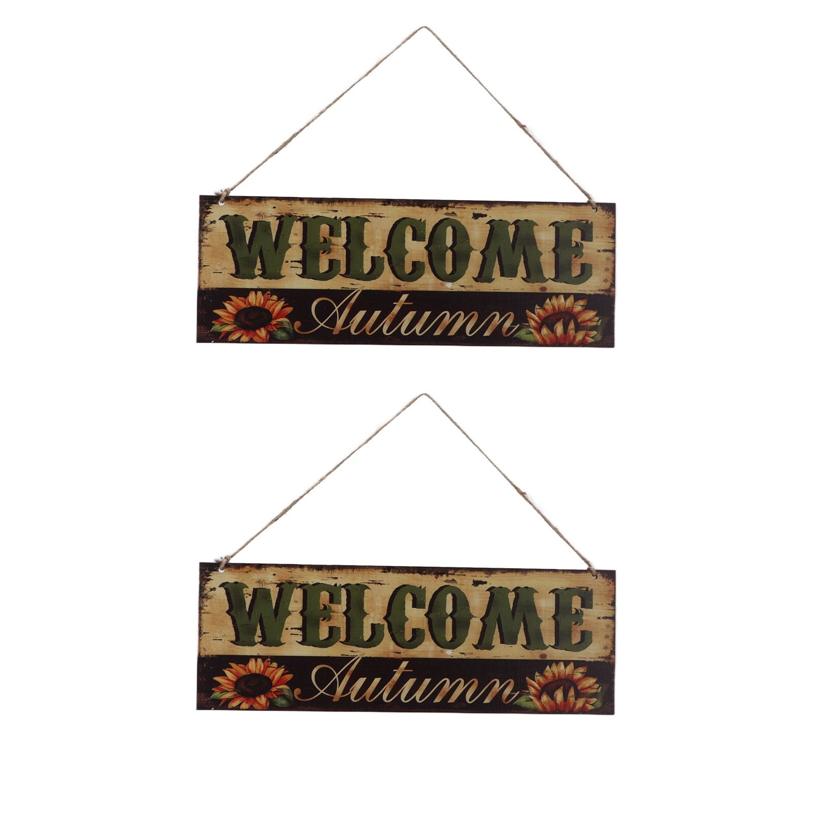 2pcs Halloween Sunflower Wooden Welcome Sign Fall Autumn Decorative Wall Board Hanging Ornaments for Indoor Outdoor Decor