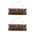 2pcs Halloween Sunflower Wooden Welcome Sign Fall Autumn Decorative Wall Board Hanging Ornaments for Indoor Outdoor Decor