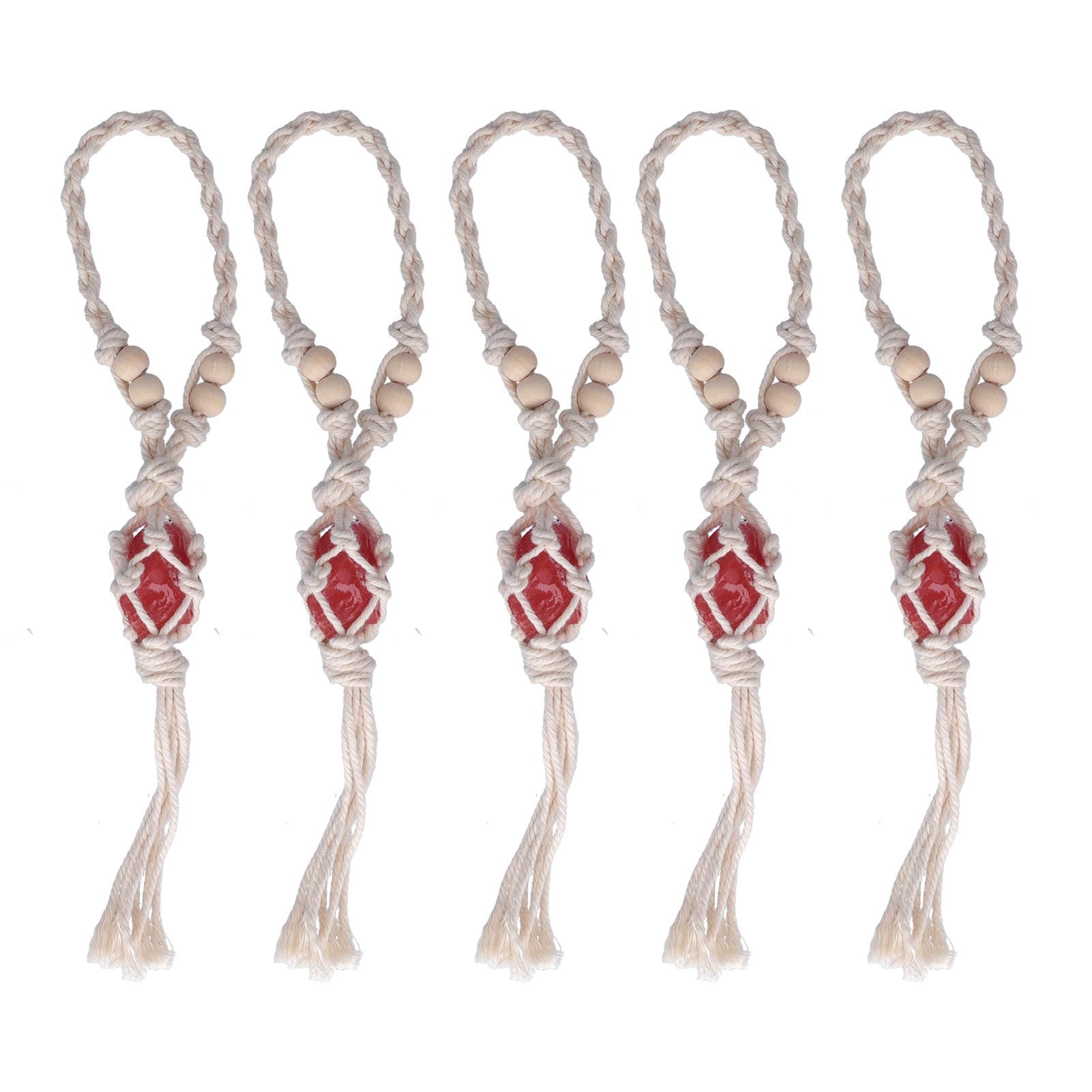 5pcs Necklace Cord Empty Stone Holder Rope Replacement Adjustable Quartz Crystal Pendant Cord for DIY Jewelry MakingRed