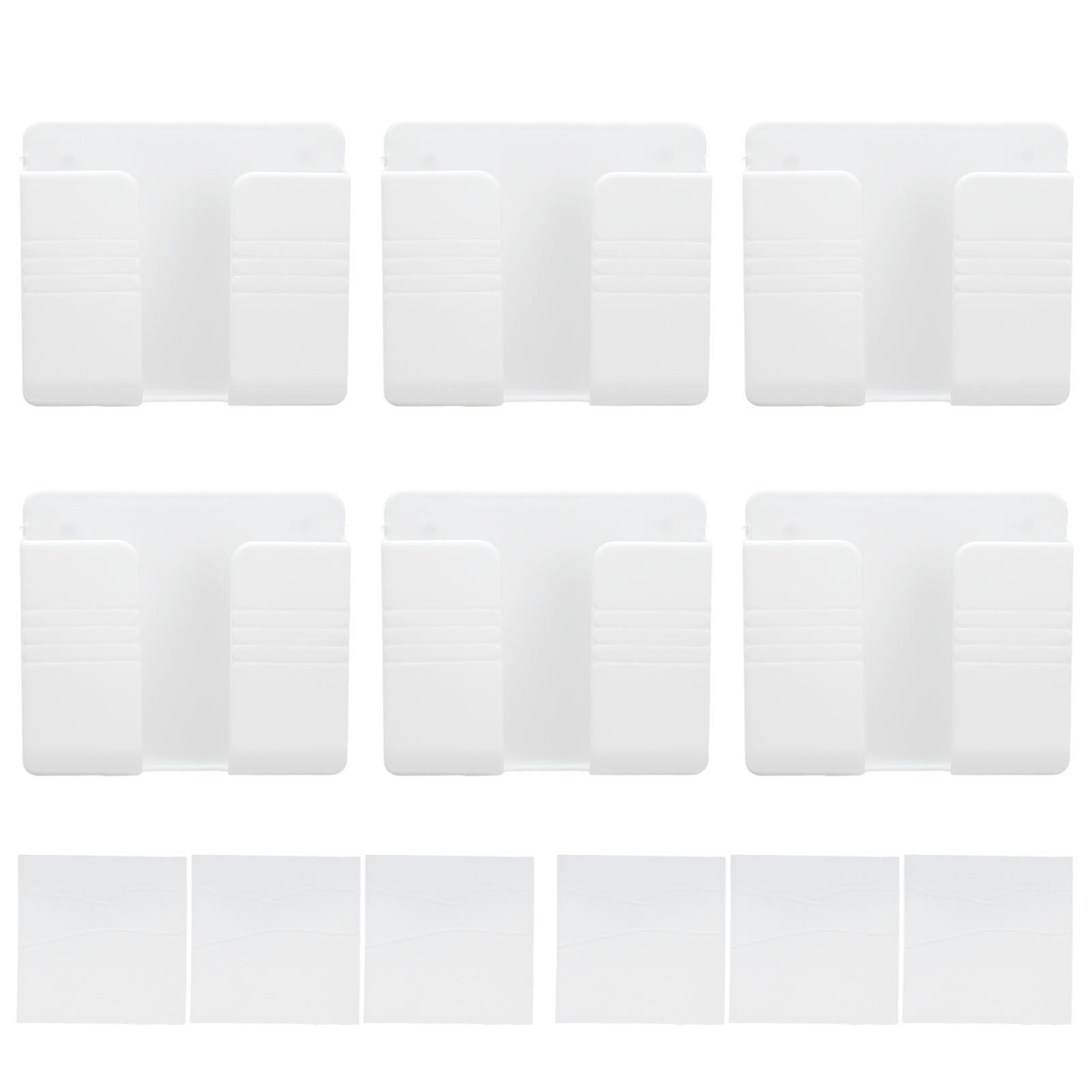 6Pcs Wall Mount Phone Holder Universal Adhesive Mobile Phone Charging Stand for Home Bedroom BathroomWhite