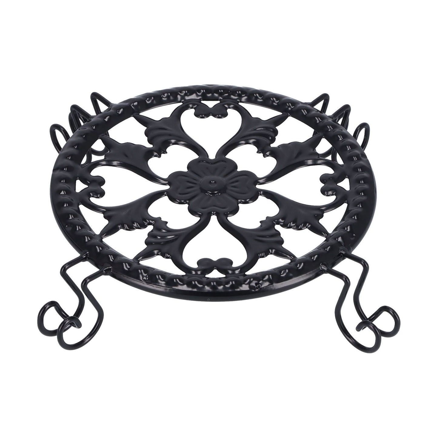Flower Pot Stand Black Elegant Light Weight Stable Wrought Iron Plant Riser for Living Room Balcony Office