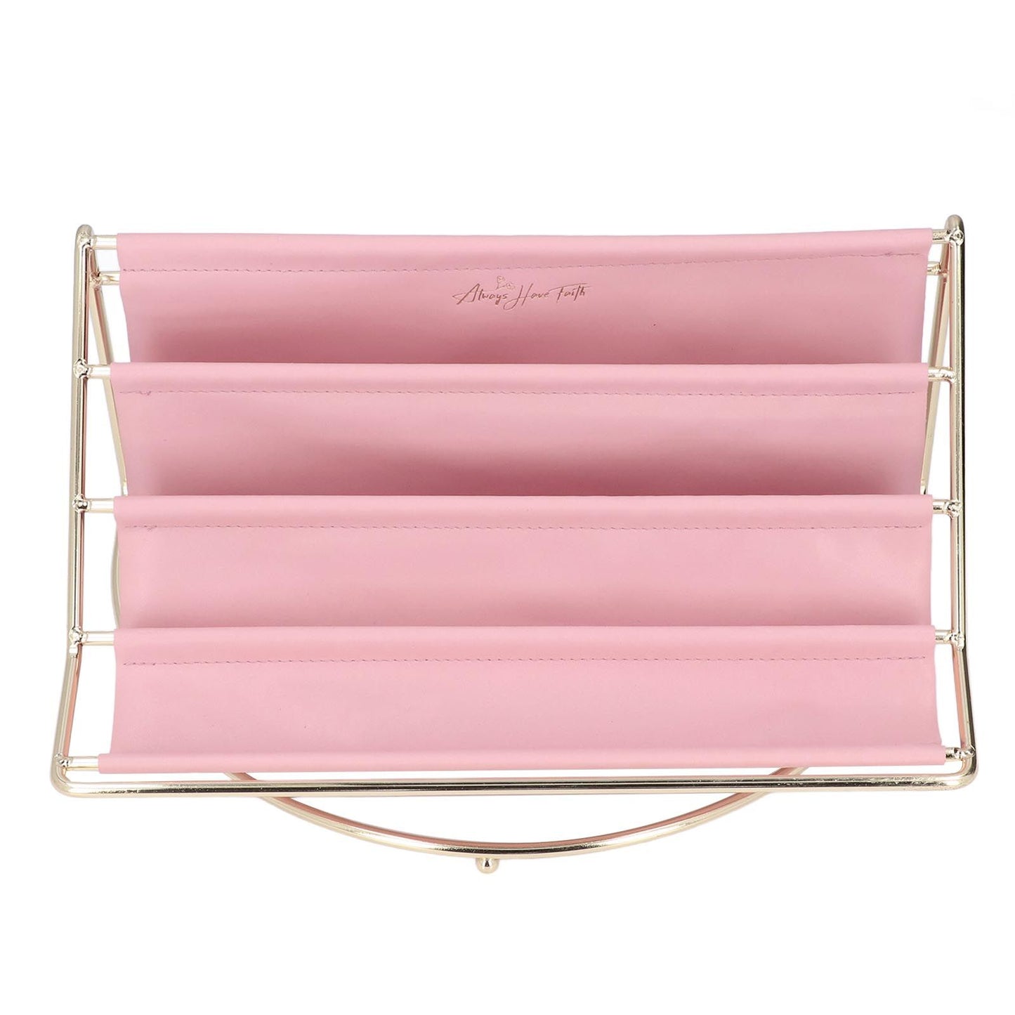 Desk Shelf Organizer Multi Layer Exquisite Premium Metal Leather Durable Stable Wide Application Desktop OrganizerPink