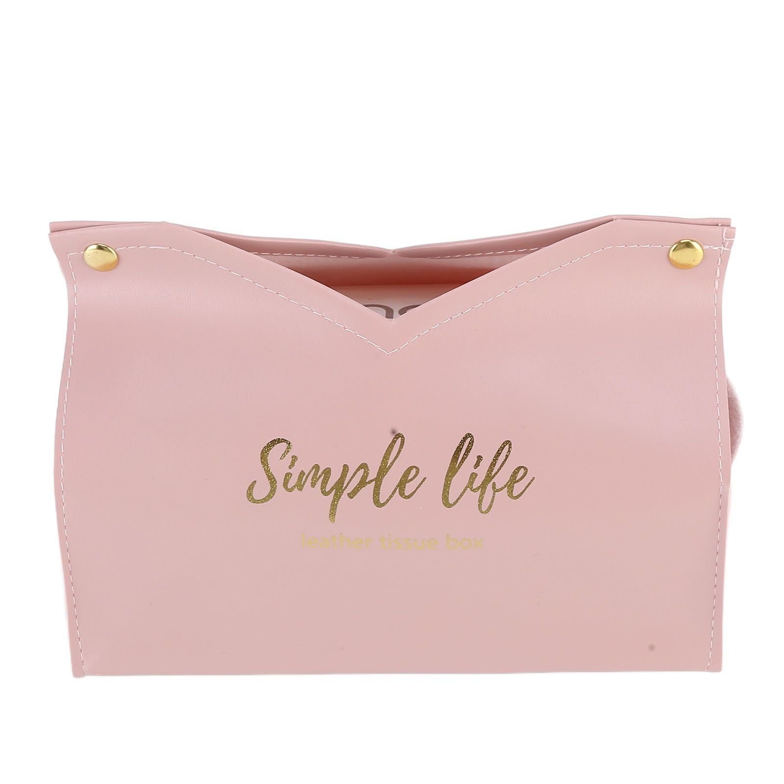 Tissue Bag Artificial Leather Vintage Kitchen Paper Towel Box Container for Office HomePink