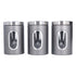 3Pcs Storage Jar Stainless Steel Food Tea Nut Container with Window Durable and Large Capacity for KitchenGrey