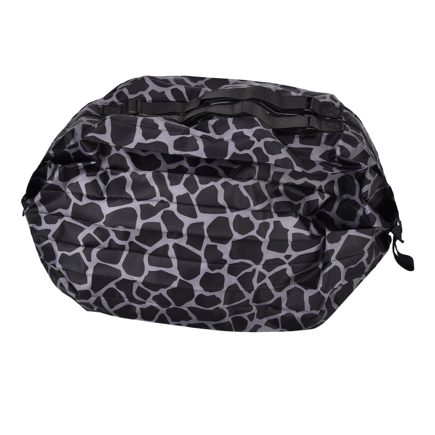Stylish Reusable Shopping Bag Oxford Cloth Portable Foldable High Capacity Shoulder Bag Waterproof ToteBlack Leopard Print