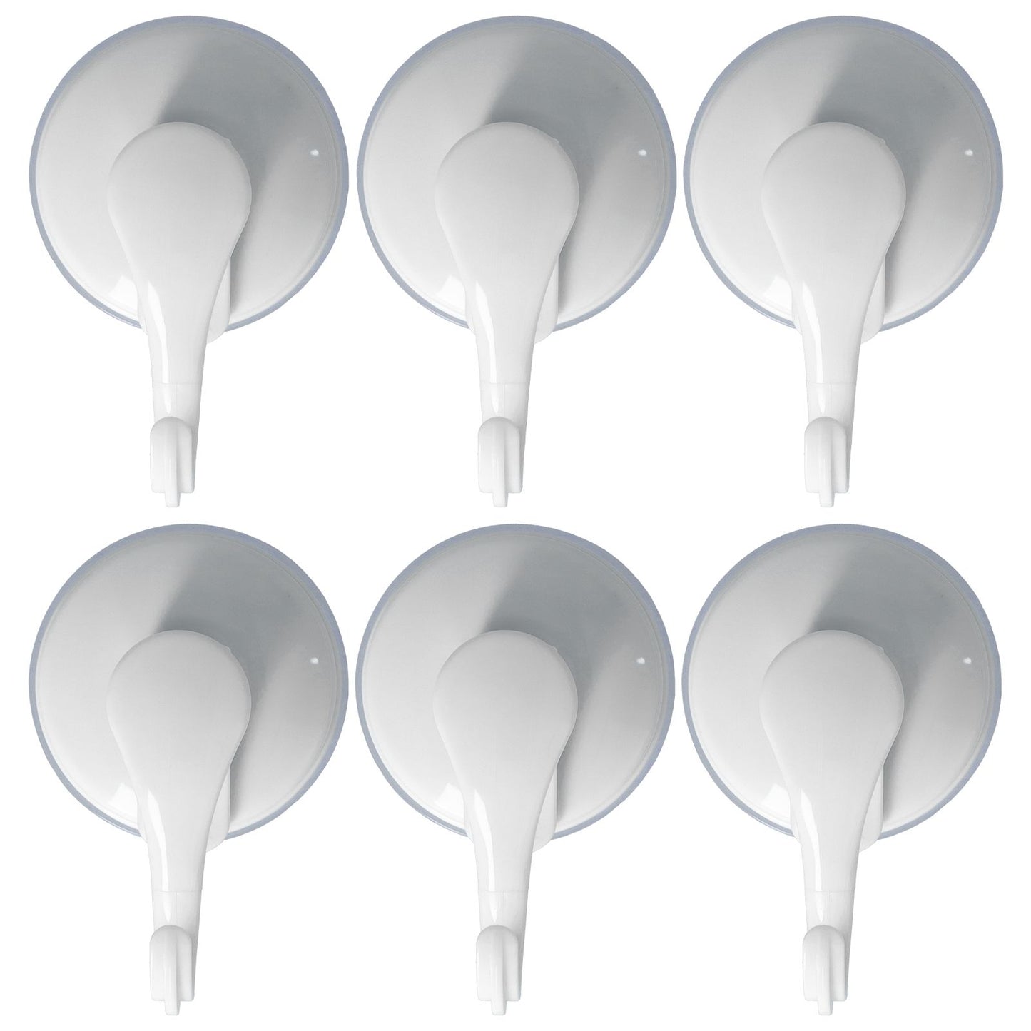 6PCS Strong Vacuum Wall Hook Towel Hook Plastic Self Adhesive Suction Cup for Kitchen Bathroom White