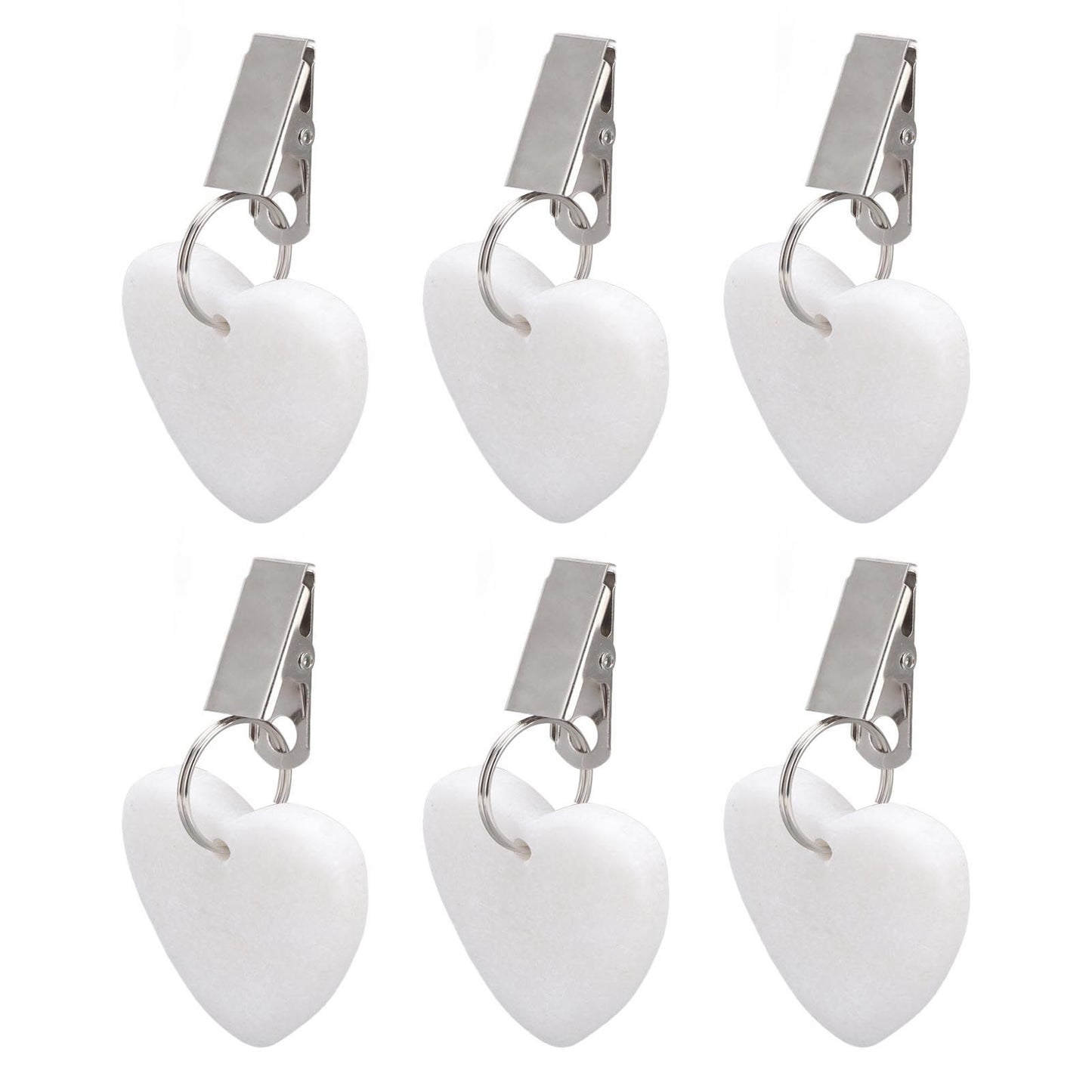 6Pcs Tablecloth Weights Marble Stainless Steel Small Size Waterproof Rustproof Durable Clip On Weights for Party PicnicHeart Shaped