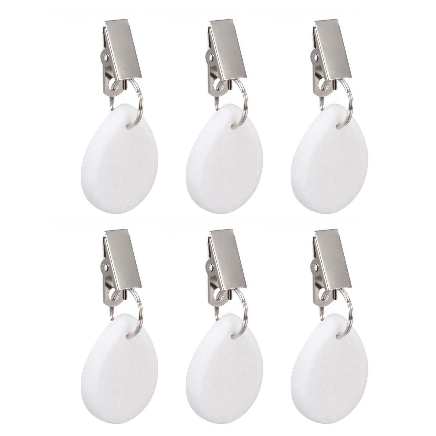 6Pcs Tablecloth Weights Marble Stainless Steel Small Size Waterproof Rustproof Durable Clip On Weights for Party PicnicOval