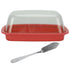 Curved Butter Storage Box with Lid Cheese Plate Butter Holder Tray Baking Tool for KitchenRed