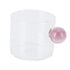 Teacup Glass Mug Transparent Heat Resistant Glass Coffee Cup with Ball Handle 120mlPink Handle