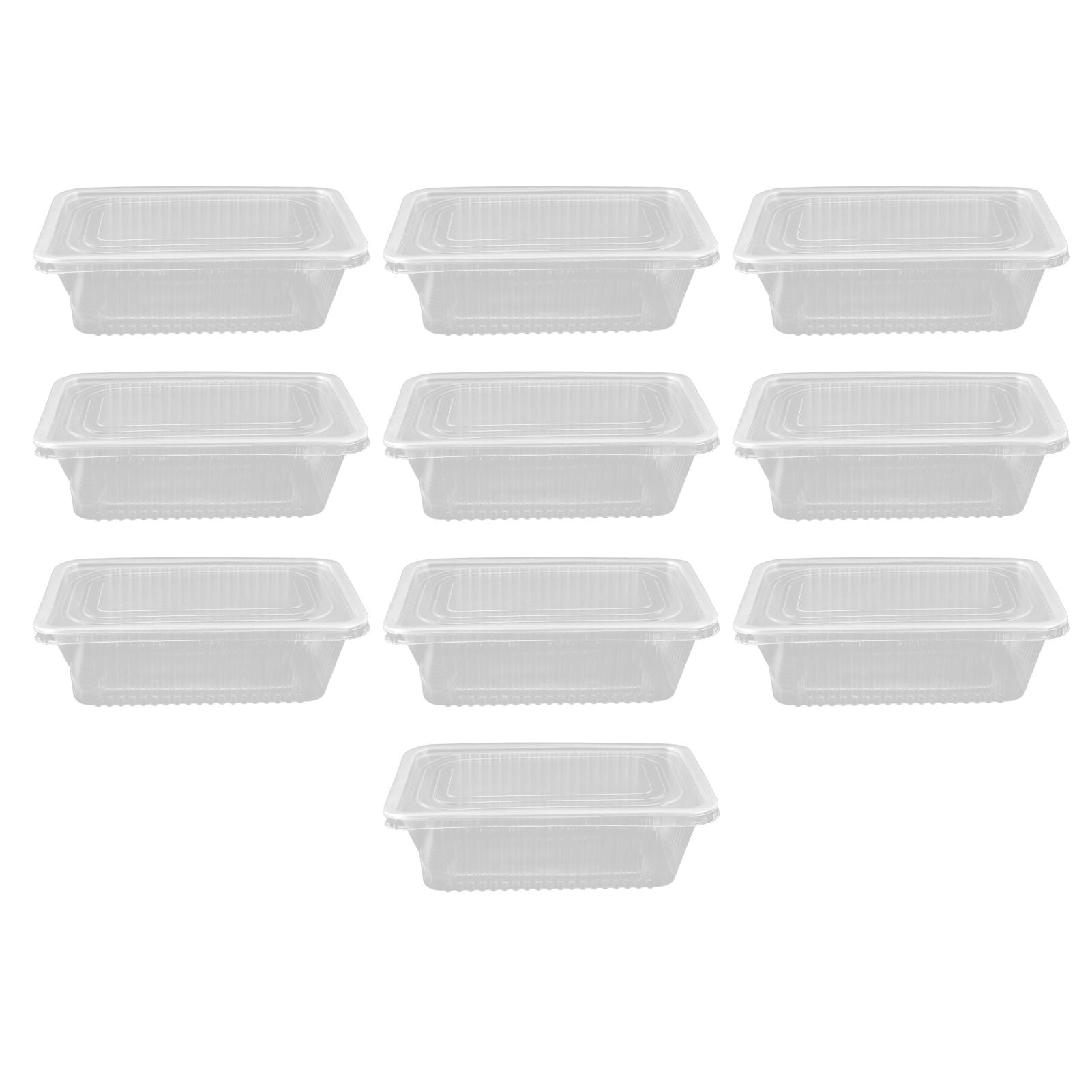 10PCS Disposable Lunch Box Microwavable Disposable Transparent Rectangular Food Container with Lid 750ML