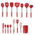 15PCS/Set Silicone Cooking Utensil Set with Stainless Steel Handle Kitchen Spatulas Spoon Cooking ToolsRed