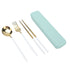 Portable Cutlery Set Stainless Steel Tableware Anti Corrosion Non Slip Anti Fading Chopsticks Spoon for Outdoor OfficeWhite Gold
