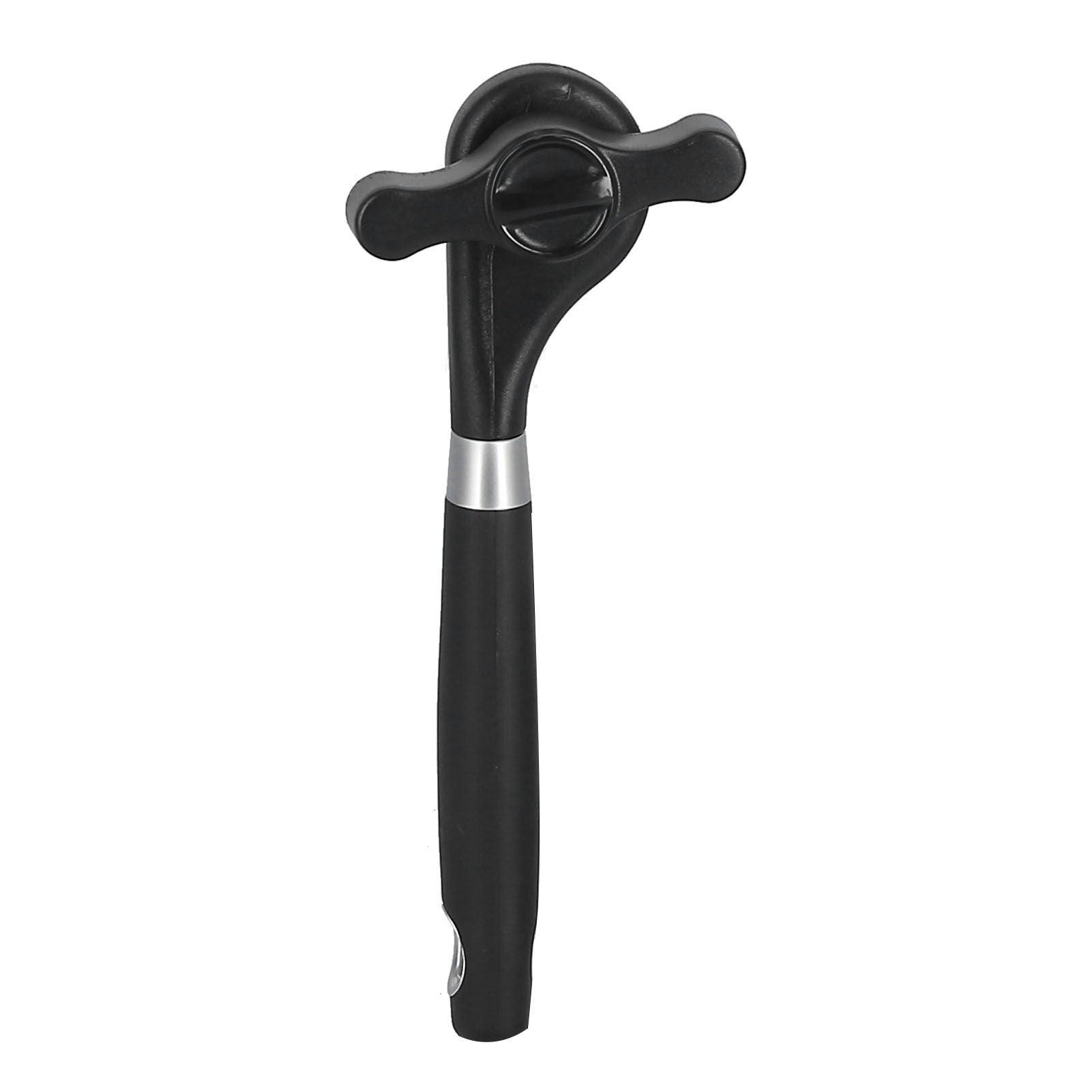 Manual Can Opener Stainless Steel Bottle Opener with Smooth Edge and Non Slip Handle Black for KitchenStraight Handle K3
