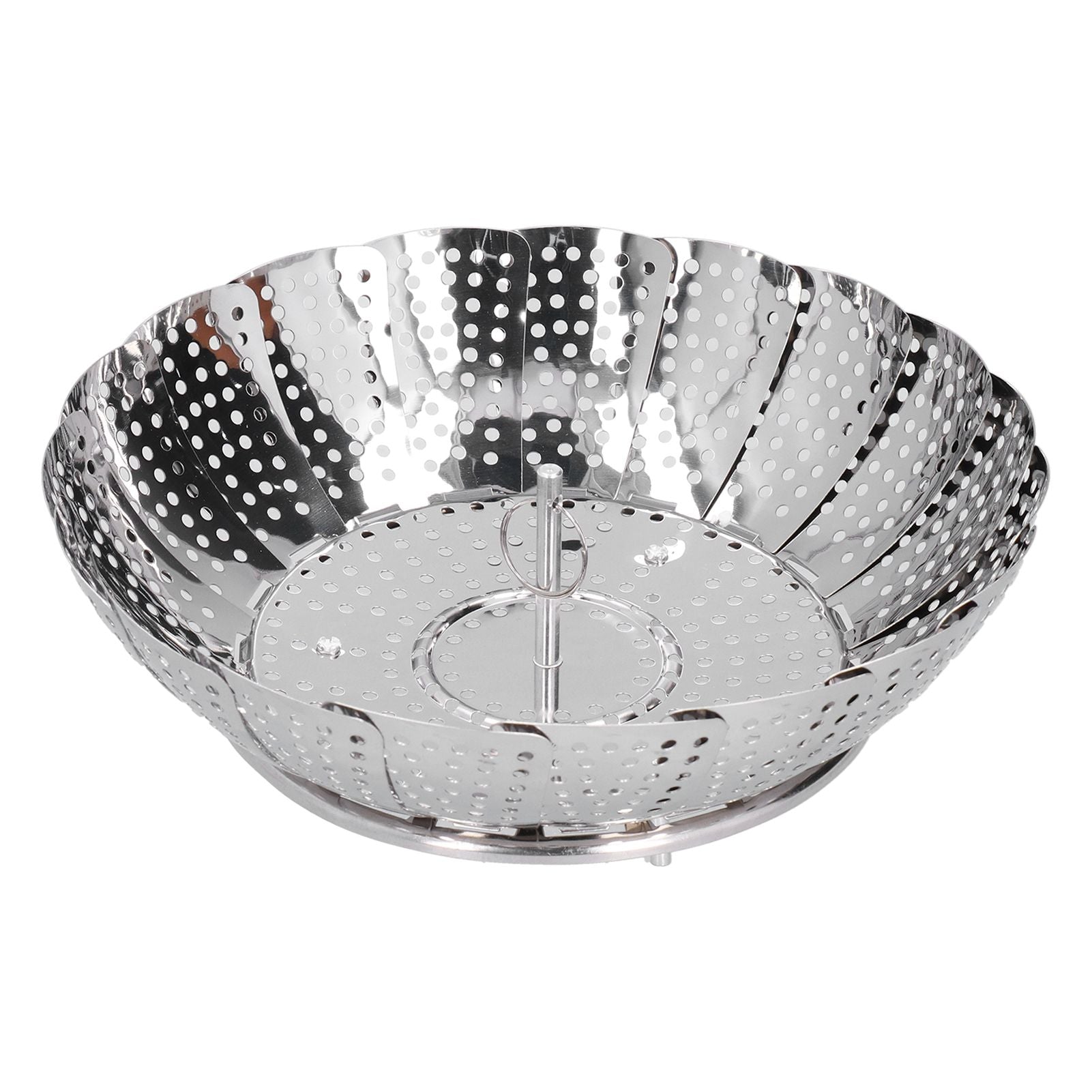 Stainless Steel Steamer Basket 28cm Diameter Retractable Foldable Steaming Rack for Home