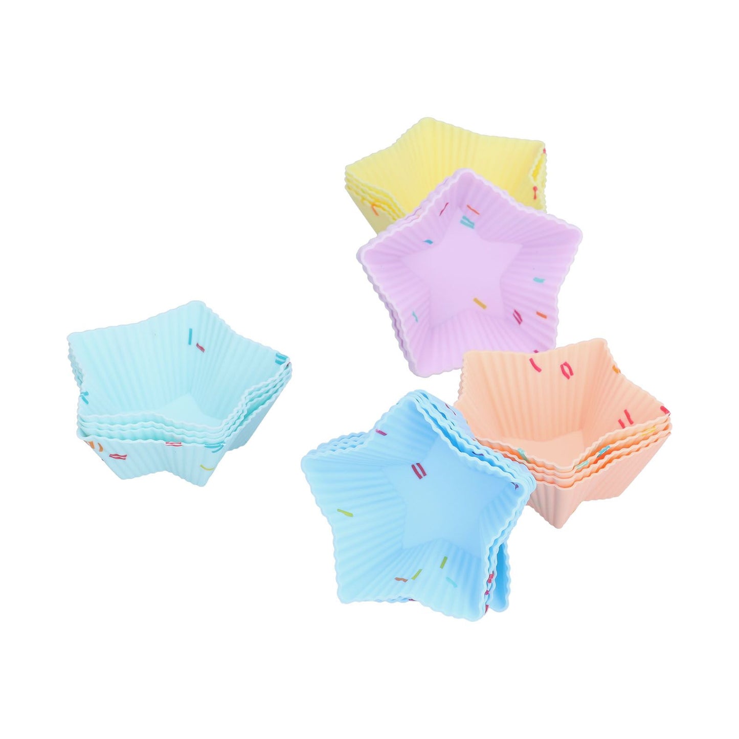 20pcs Silicone Baking Cups Bright Colors Cute Shapes Reusable Cake Making Molds for Donuts PuddingsStar Set