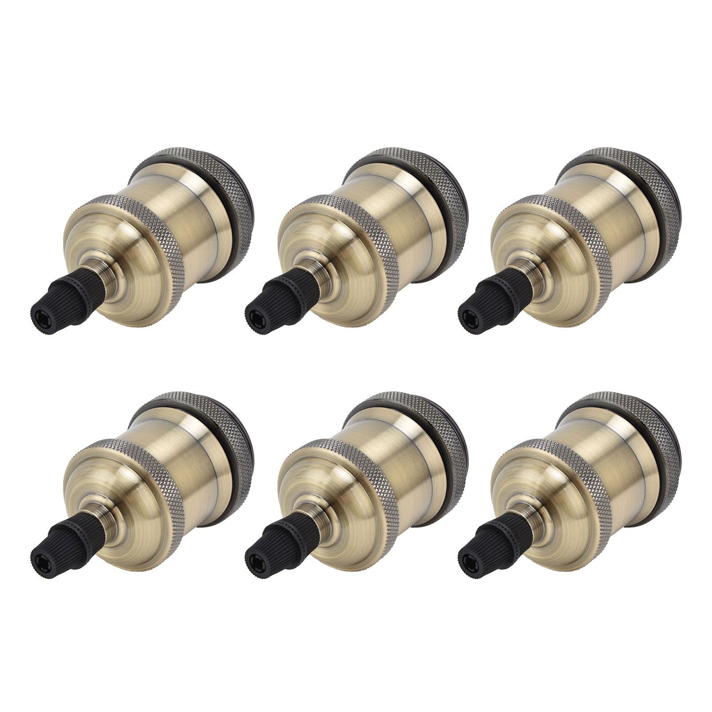 6 Pcs Lamp Holder Metal E26 E27 Screw Retro Lighting Base Accessories with Ground Aluminum ShellBlue Bronze