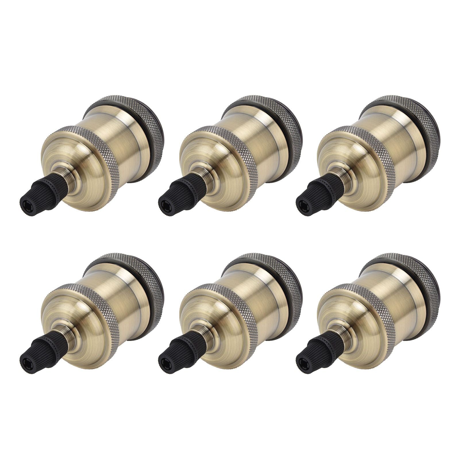 6 Pcs Lamp Holder Metal E26 E27 Screw Retro Lighting Base Accessories with Ground Aluminum ShellBlue Bronze