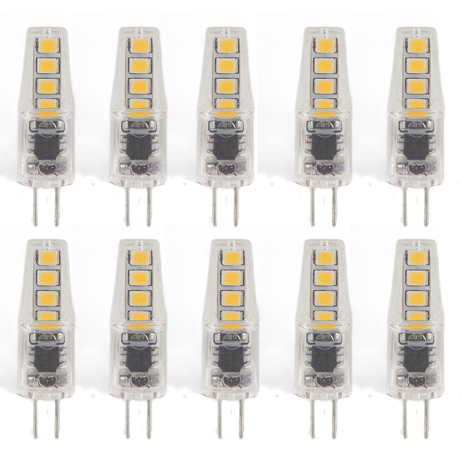 10Pcs G4 8LED Light 2835 Lamp Chips 2W 360 Angle PC Lamp Bulb for Home Office 220VWarm Light