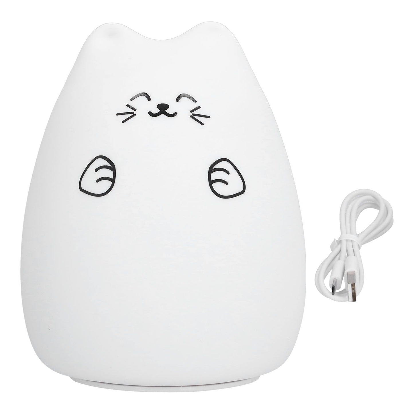 LED Cat Shape Lamp Colorful Silicone Tap Night Light USB Charging Ambient Lighting for Home Bedroom Use