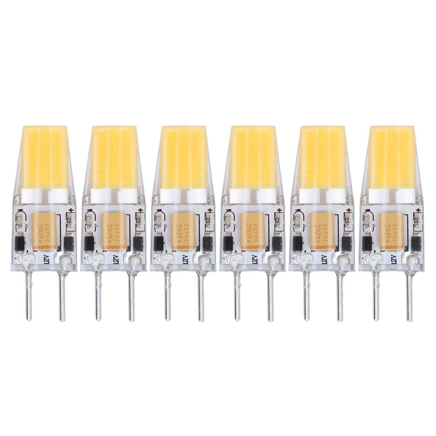 6PCS GY6.35 Bulb 5W AC DC12V COB Light Bulb Energy Saving Silicone Ceiling Lamp Bulb for Living Room