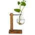 Transparent Vase Desktop Wooden Stand Glass Clear Plant Vase for Home Table Desk Interior Decoration