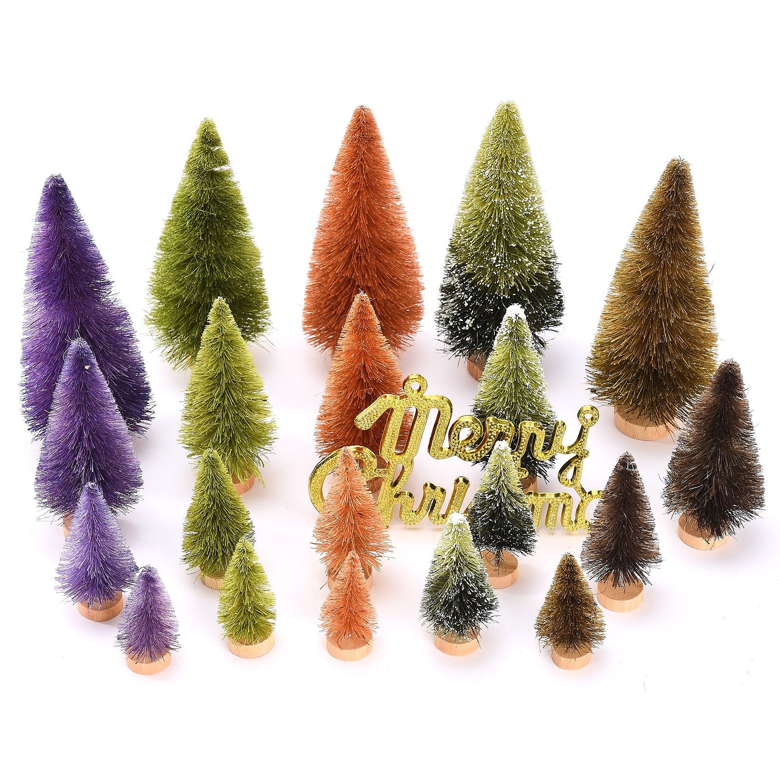 21pcs Artificial Christmas Trees Set Decoration Sisal Wood False Christmas Trees Kit