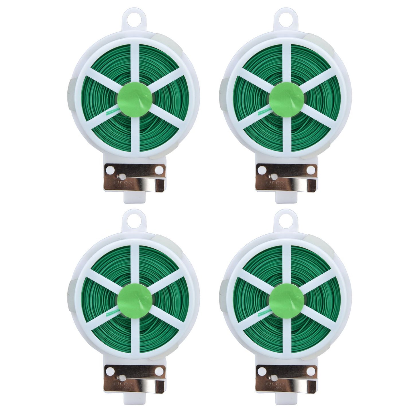 4pcs Plant Ties 50 Meters Green Twist Ties Wire with Built in Cutter for Garden Courtyard Indoor Plants Support Fixing