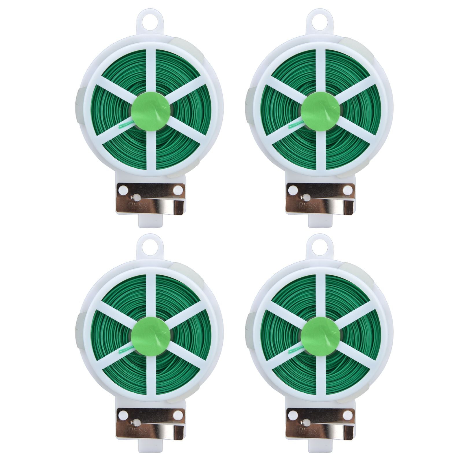 4pcs Plant Ties 50 Meters Green Twist Ties Wire with Built in Cutter for Garden Courtyard Indoor Plants Support Fixing