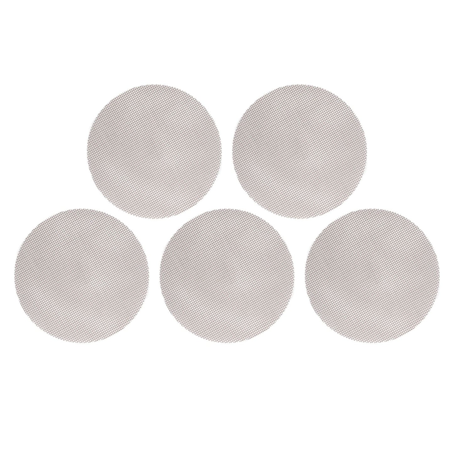 5Pcs High Temperature Resistant Barbecue Round Mat Reusable Non Stick BBQ Grill Grid Slice Pizza Mat 36cm Diameter Brown