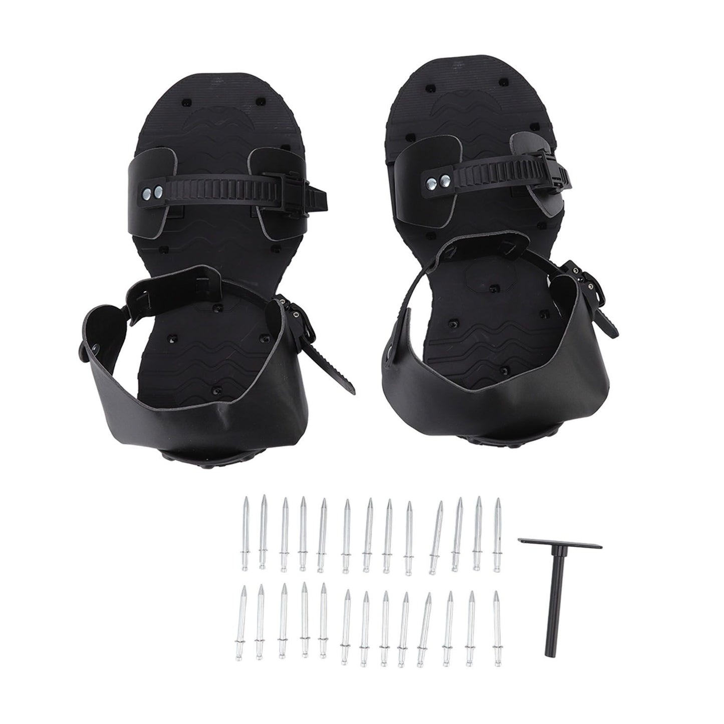 1 Pair Spike Sandals PU Lawn Aerator Shoes Grass Aerator Tool for Yard Garden Plants Health Black