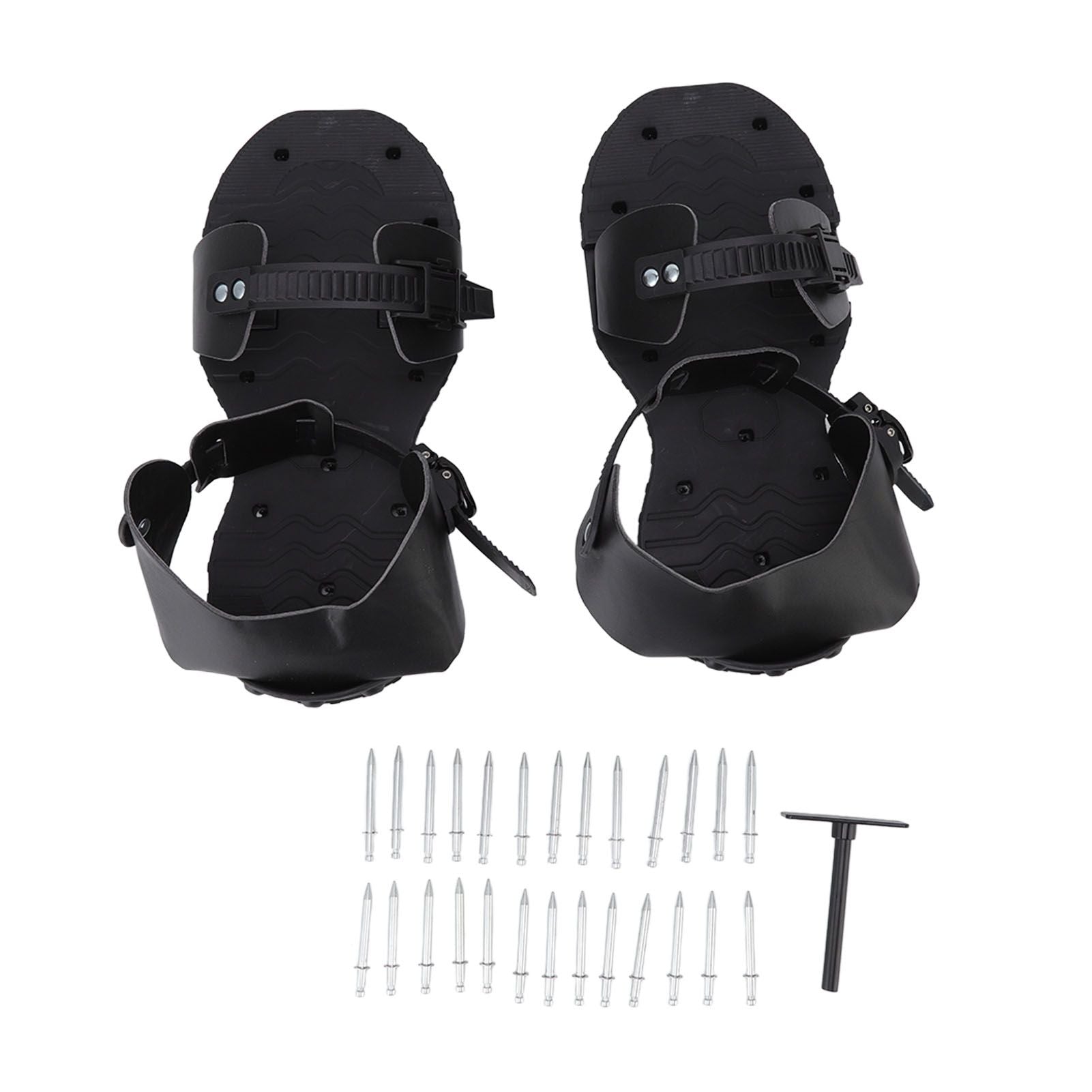1 Pair Spike Sandals PU Lawn Aerator Shoes Grass Aerator Tool for Yard Garden Plants Health Black