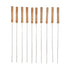 10pcs Barbecue Skewers Wooden Handle Stainless Steel BBQ Kabob Sticks for Outdoor Barbecue 11.8in