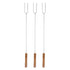 3Pcs Barbecue Forks Multifunctional Stainless Steel Roasting Stick with Beech Wood Handle for Outdoor BBQ Camping 47.2cm