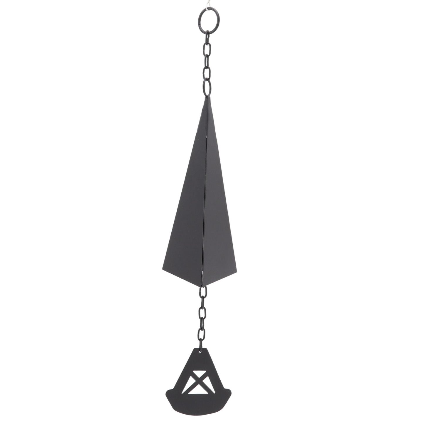 Triangular Wind Chimes Courtyard Bell Pendant Home Decoration Iron Black with Hanging Ring for Garden