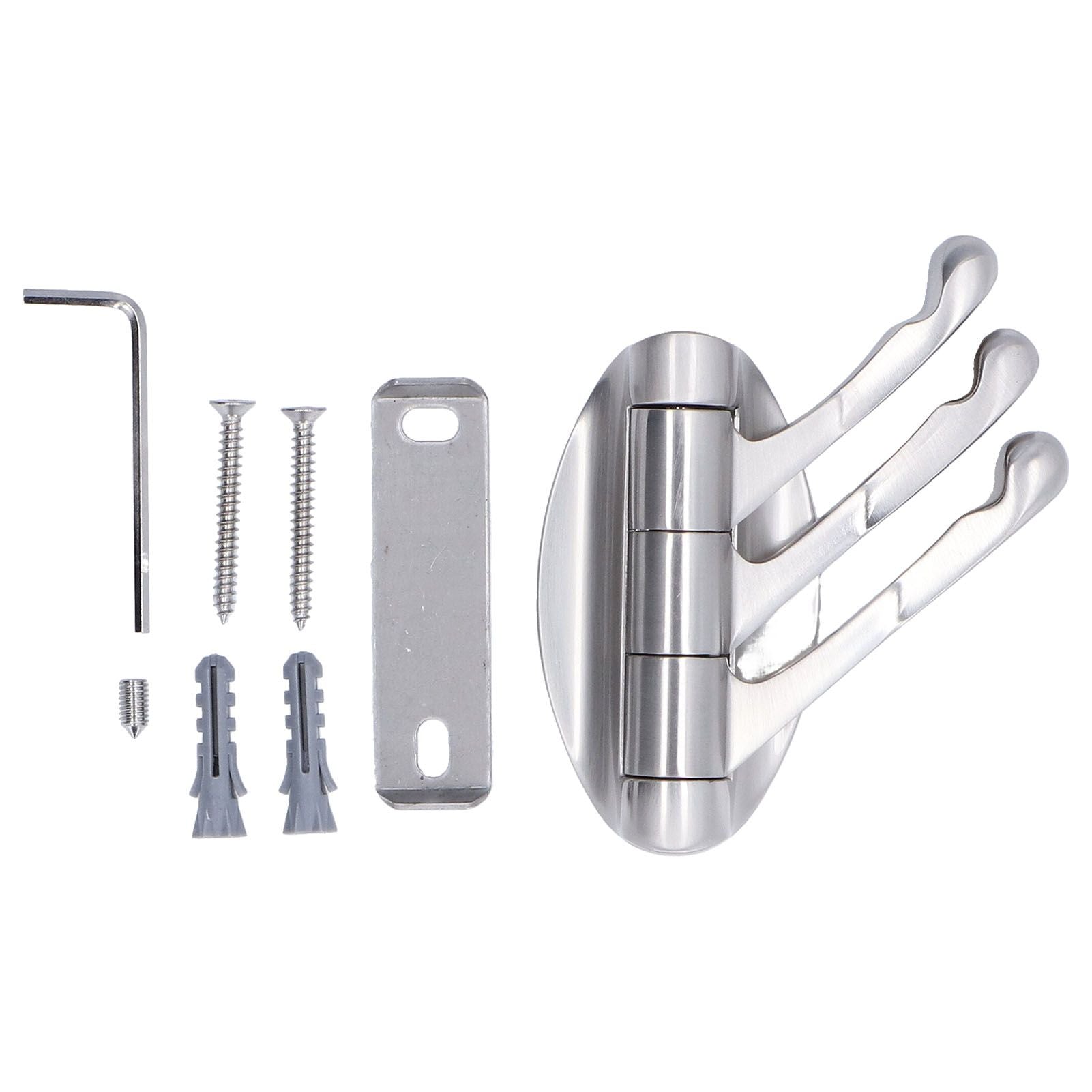 3 Clothes Hook Zinc Alloy Heavy Duty Coat Hook with Round Base for Bedroom Bathroom Closet