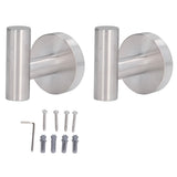 2Pcs Brushed Stainless Steel Bathroom Towel Robe Hook Round Wall Holder Hooks Hanger for Clothing Towel