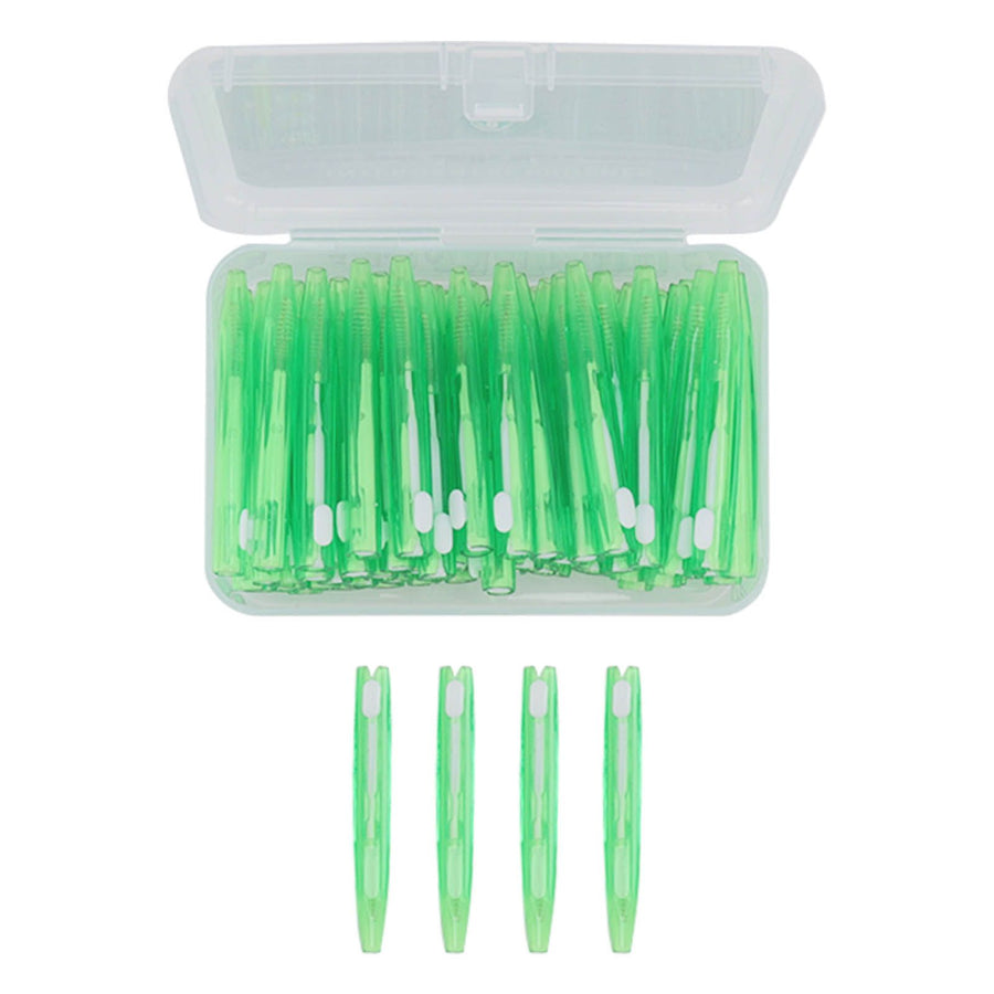 60Pcs Interdental Brush Practical Slim Braces Cleaner with PP Handle for Adults Children Orthodontic Care Green