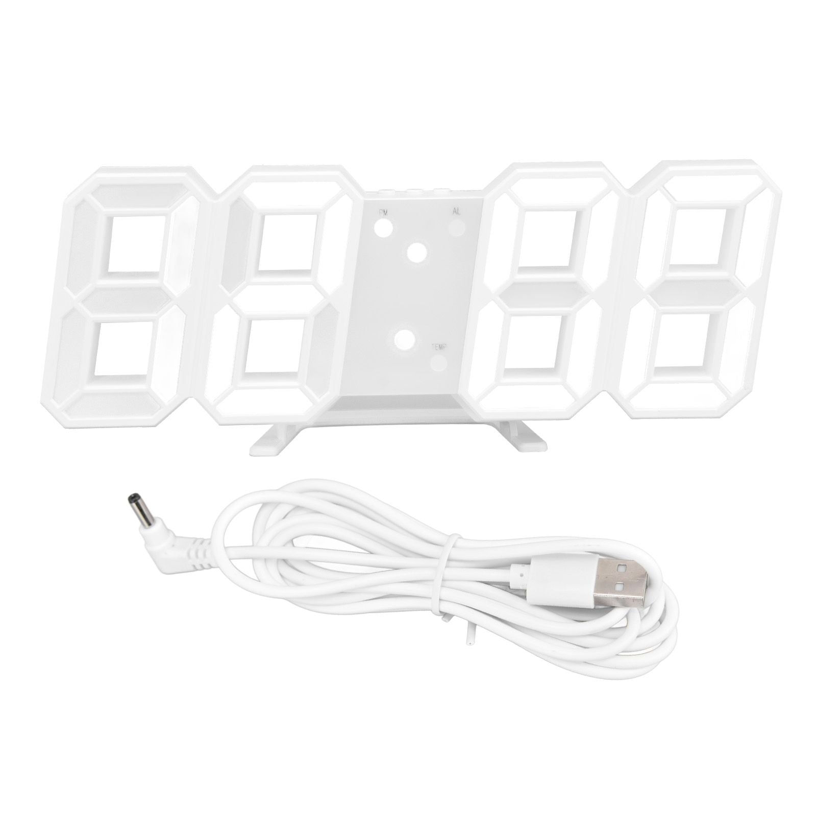 Digital Wall Clock Modern Design Temperature Display Alarm Function Sound Control Auto Sleep LED Wall ClockWhite