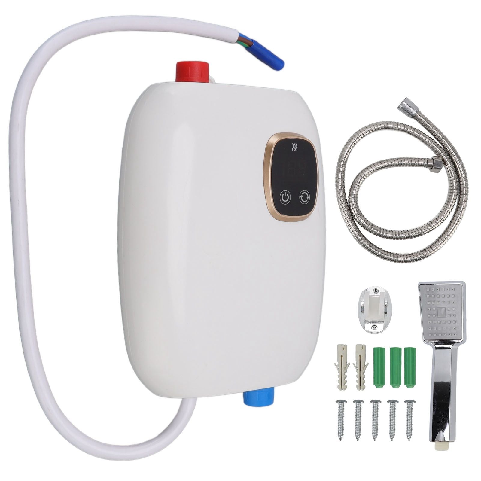5500W 25A Electric Instant Hot Water Heater Touch Screen Over Temperature Protection Water Heater with Shower Head 220V