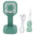 Portable Folding Fan 3 Level Wind Speed USB Powered Rechargeable Rotatable Handheld Desktop Small Fan Green