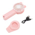 Handheld Fan Strong Natural Wind USB Charging 5 Blades Detachable Base Mini Portable Fan for Home Office Travel Pink