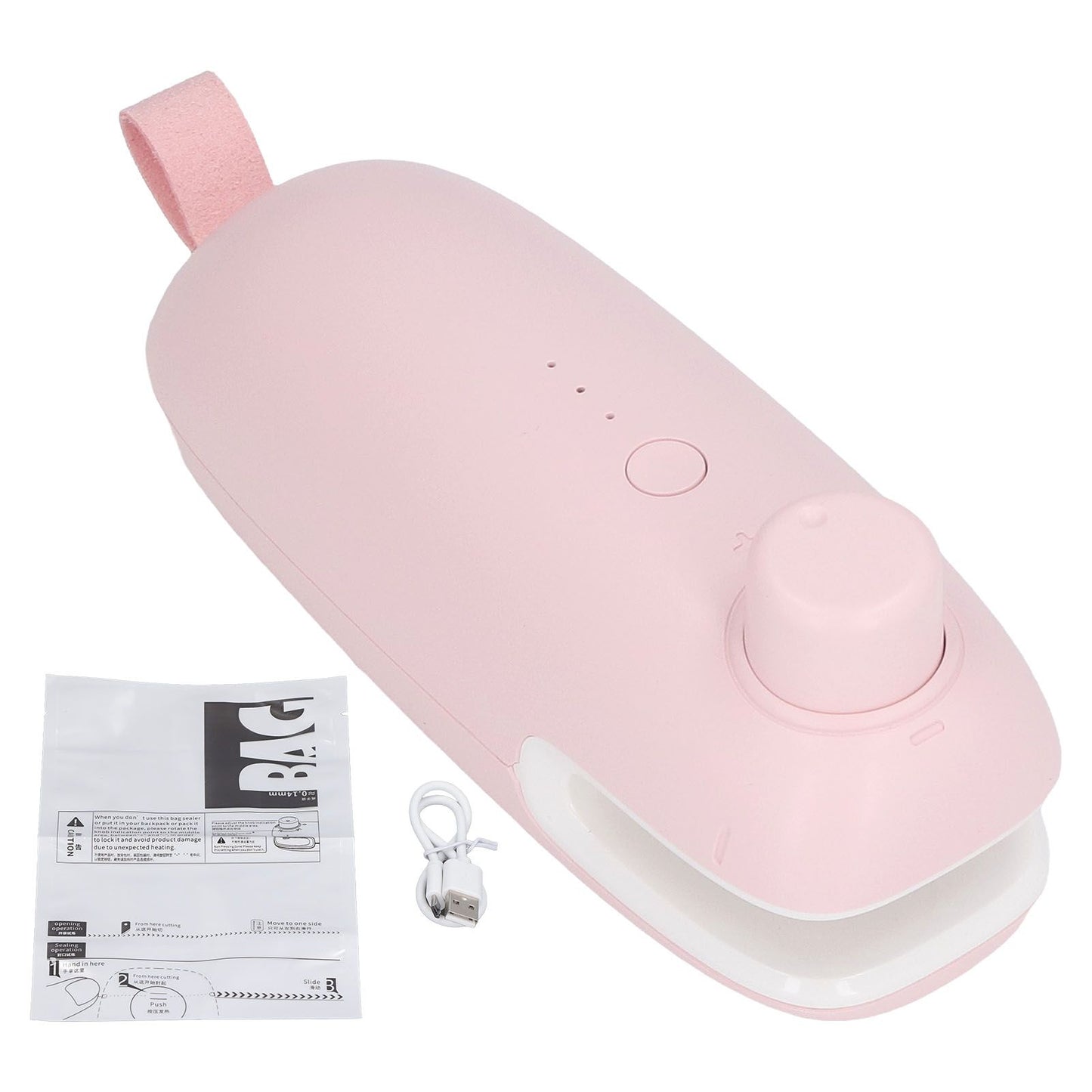 Heat Bag Sealer USB Charging Cutter Sealing Cutting Machine Tool for Better Storage Pink