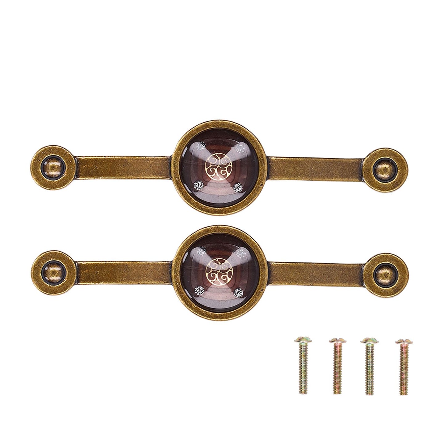 2 Pcs Zinc Alloy Antique Copper Handle European Modern Pastoral Color Acrylic Handle for Cabinet DrawerBrown