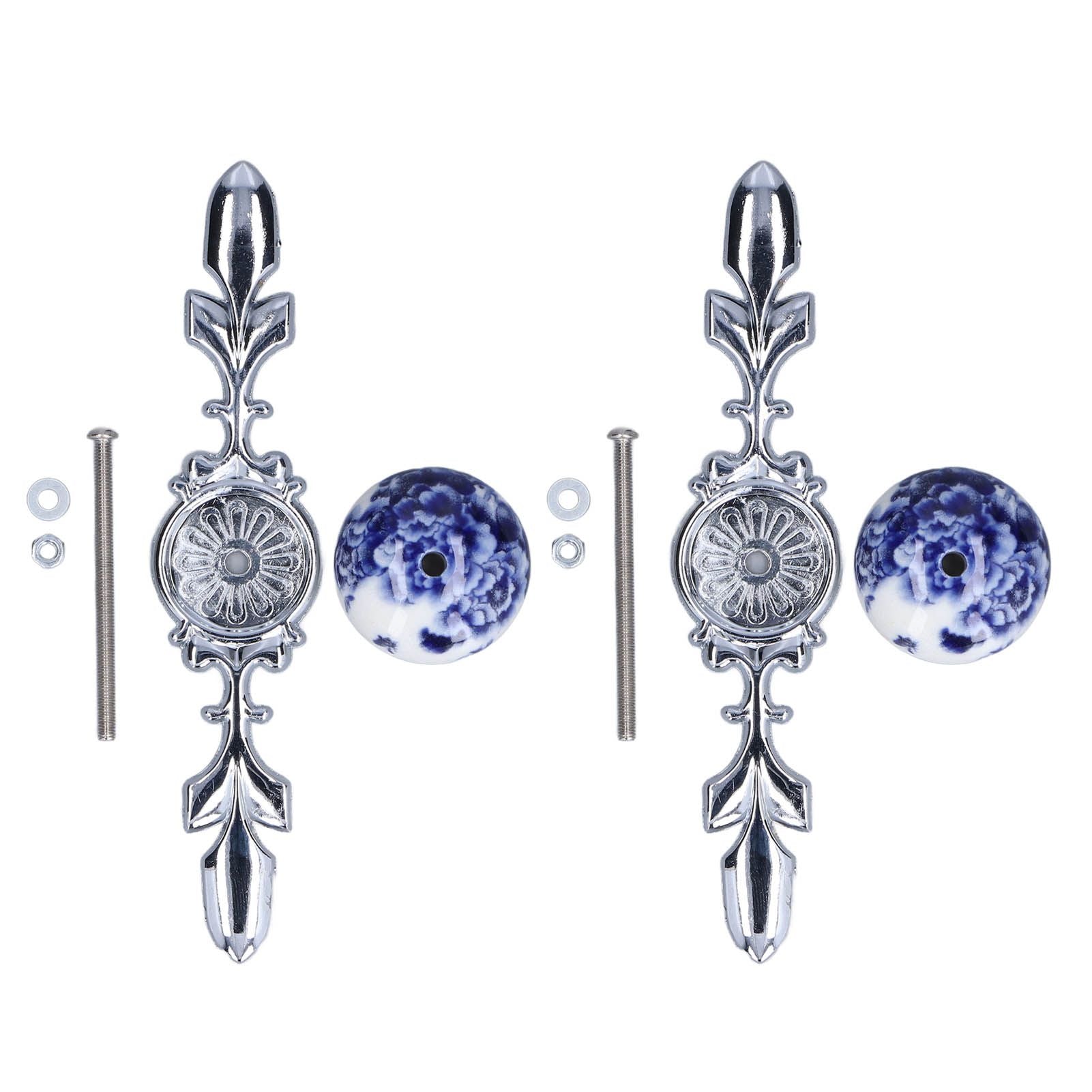 2pcs/set Ceramic Cabinet Handle Modern Simple Style Hand Painted Ceramic Cabinet Knobs1060D Peony Blue and White Porcelain