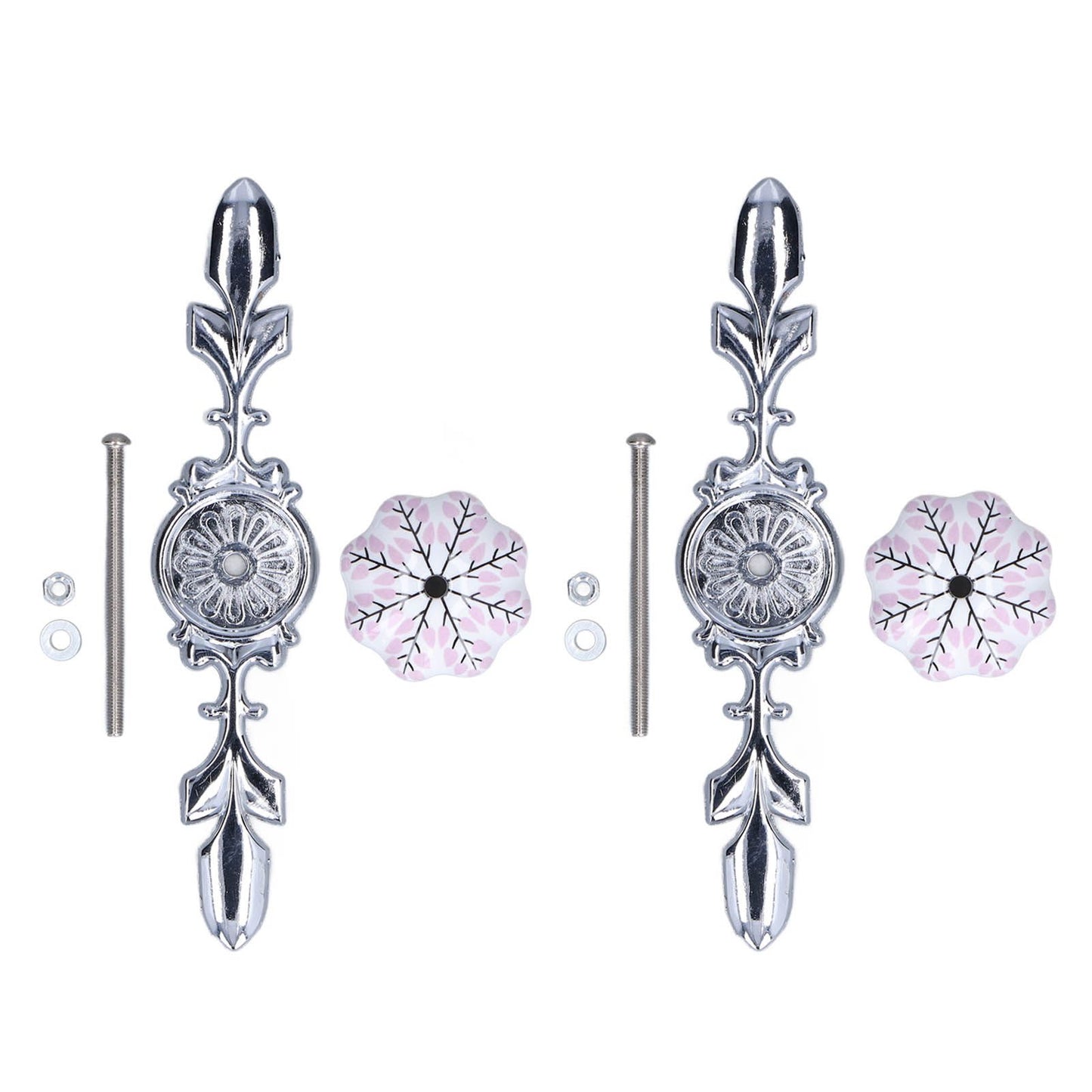 2pcs/set Ceramic Cabinet Handle Modern Simple Style Hand Painted Ceramic Cabinet Knobs1061D Flower Pattern