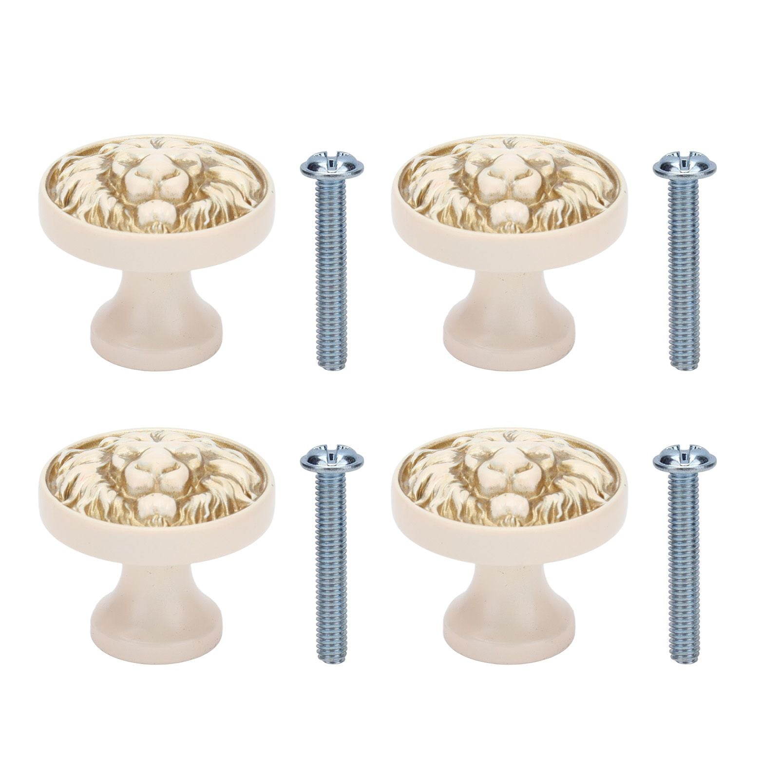 4Set Lion Head Zinc Alloy Cabinet Door Handle Modern Antique Cartoon Solid Drawer Pull Circular Single Hole Buckle Hand399 Lion Head Ivory